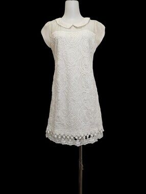 🐳🐳White Lace Shift Dress with Peter Pan Collar